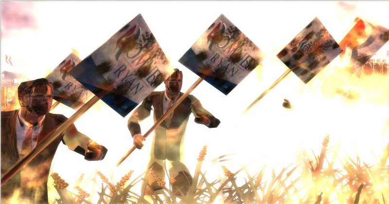 Illustration for article titled Hundreds of Obamas and Romneys Go To War In This Ridiculous-Looking Mod